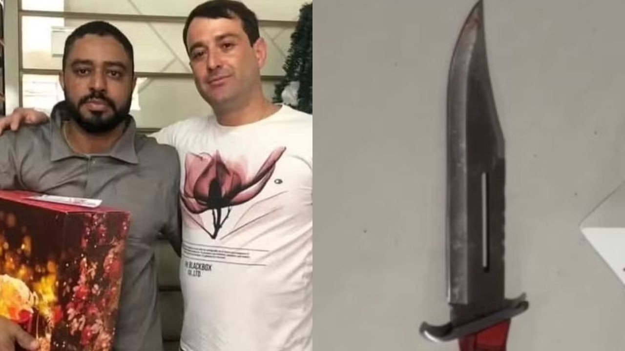 funcionario-eliandro-bastos-e-o-empresario-kerli-fabricio-em-foto-publicada-das-redes-sociais-da-empresa-em-2022-faca-usada-no-crime